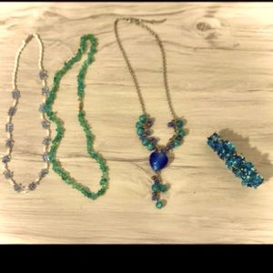 Blue tone crystal glass jewelry (lot)